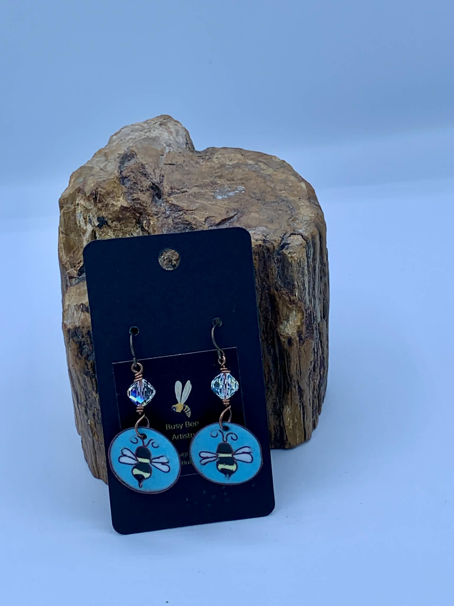 Enameled Bee Earrings