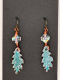 Blue Enamel Leaf Earrings #1