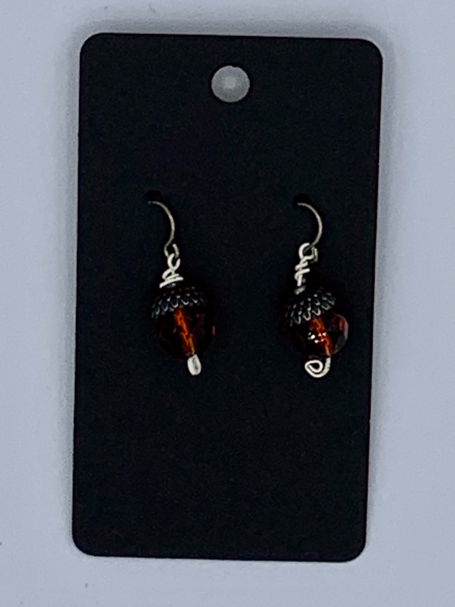 Brown Glass Acorn Earrings