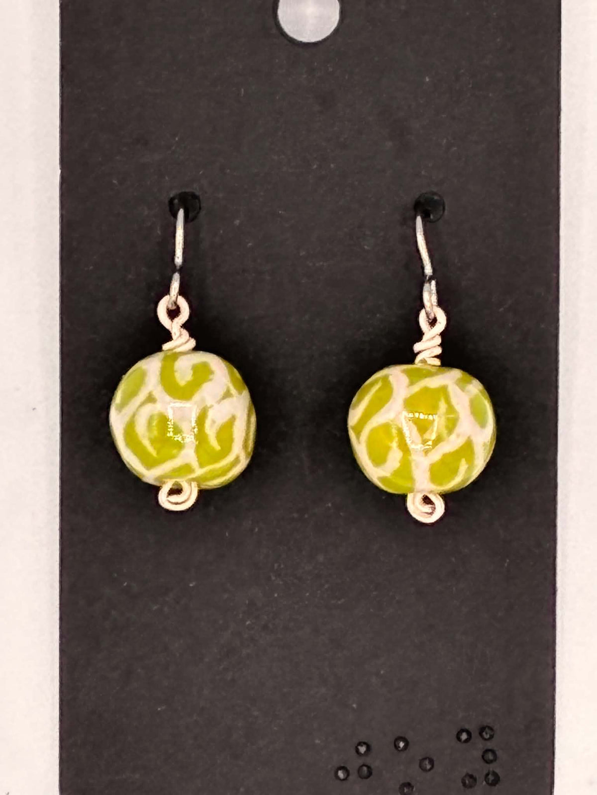 Chartreuse Kazuri Bead Earrings