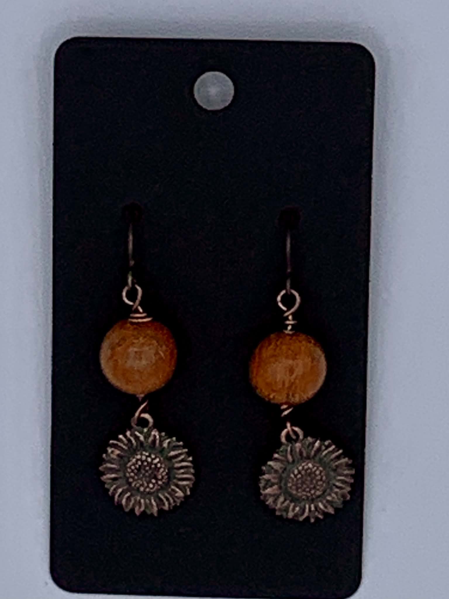 Copper Sunflower Earrings