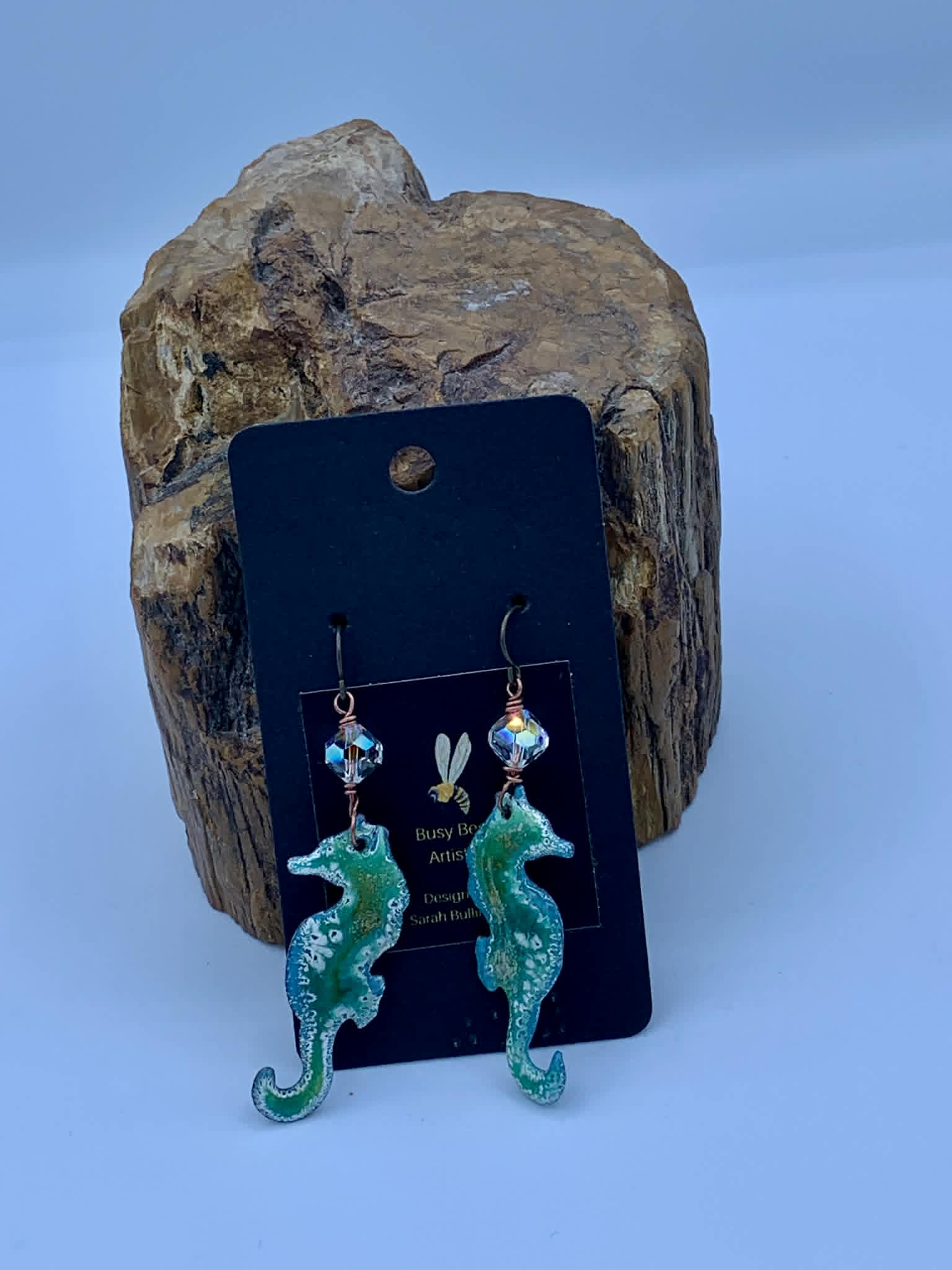 Enameled Seahorse Earrings