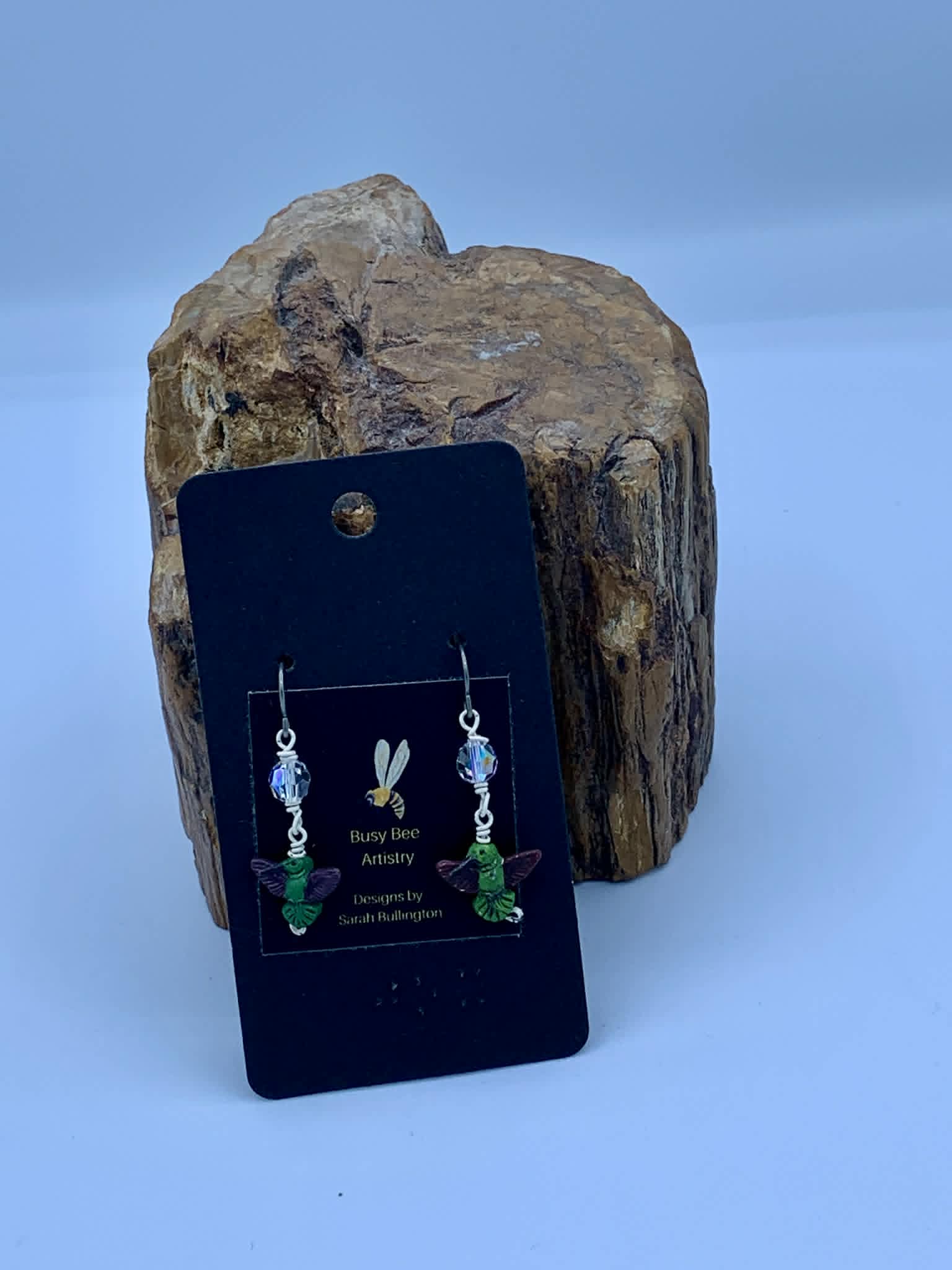Green Hummingbird Earrings