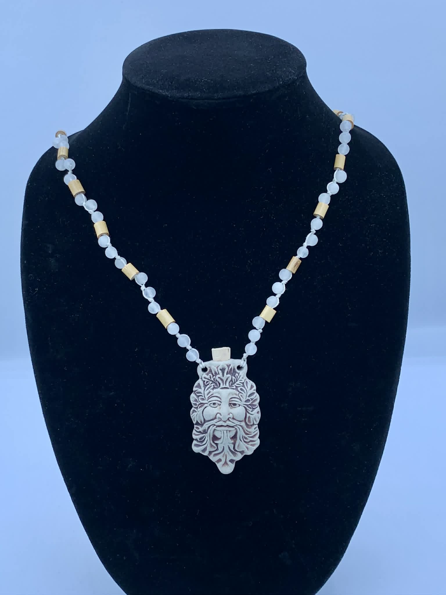 Green Man Ceramic Bottle Necklace