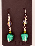 Green Tulip Earrings