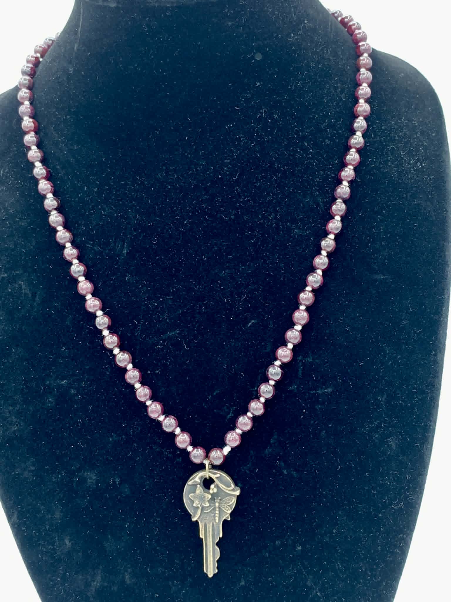 Garnet Key Necklace