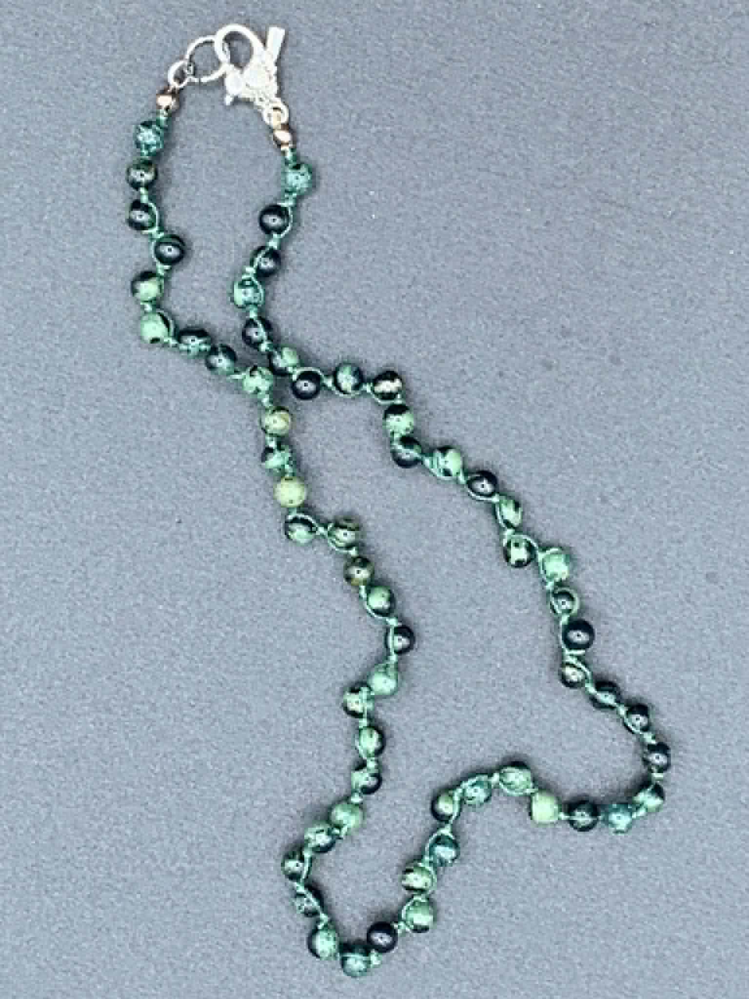 Moss Agate Frog Necklace