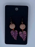 Purple Enamel Leaf Earrings