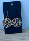 Small Round Leopard Cork Earrings