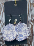 Blue Flower Cork Earrings