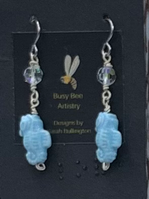 Blue Seahorse Earrings
