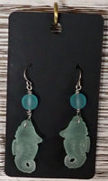 Blue And Green Seahorse Earrings