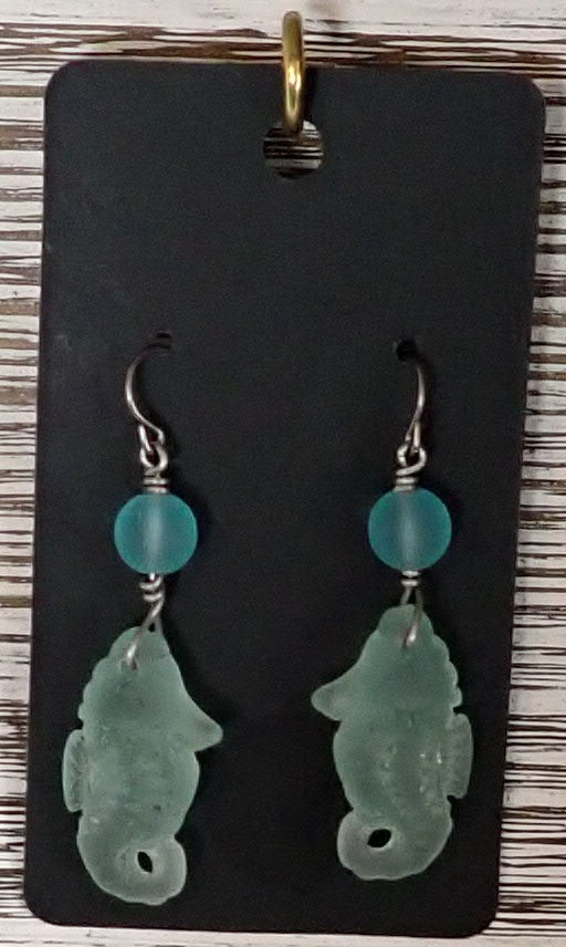 Blue And Green Seahorse Earrings