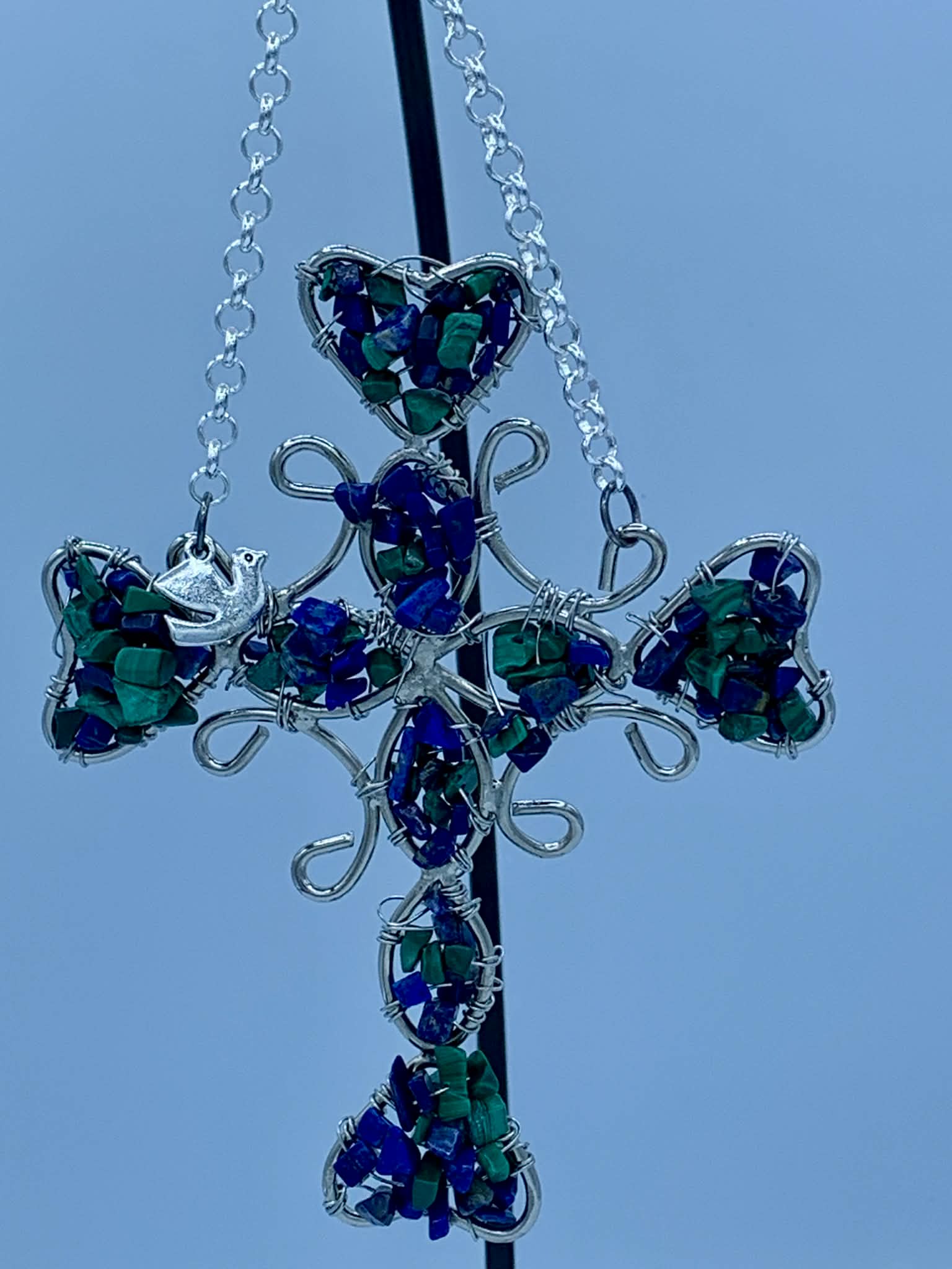 Lapis and Malachite Hanging Cross