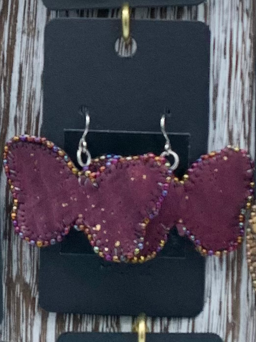 Purple Butterfly Shaped cork Earrings