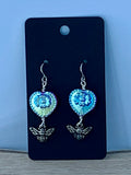 Purple Heart Bee Earrings
