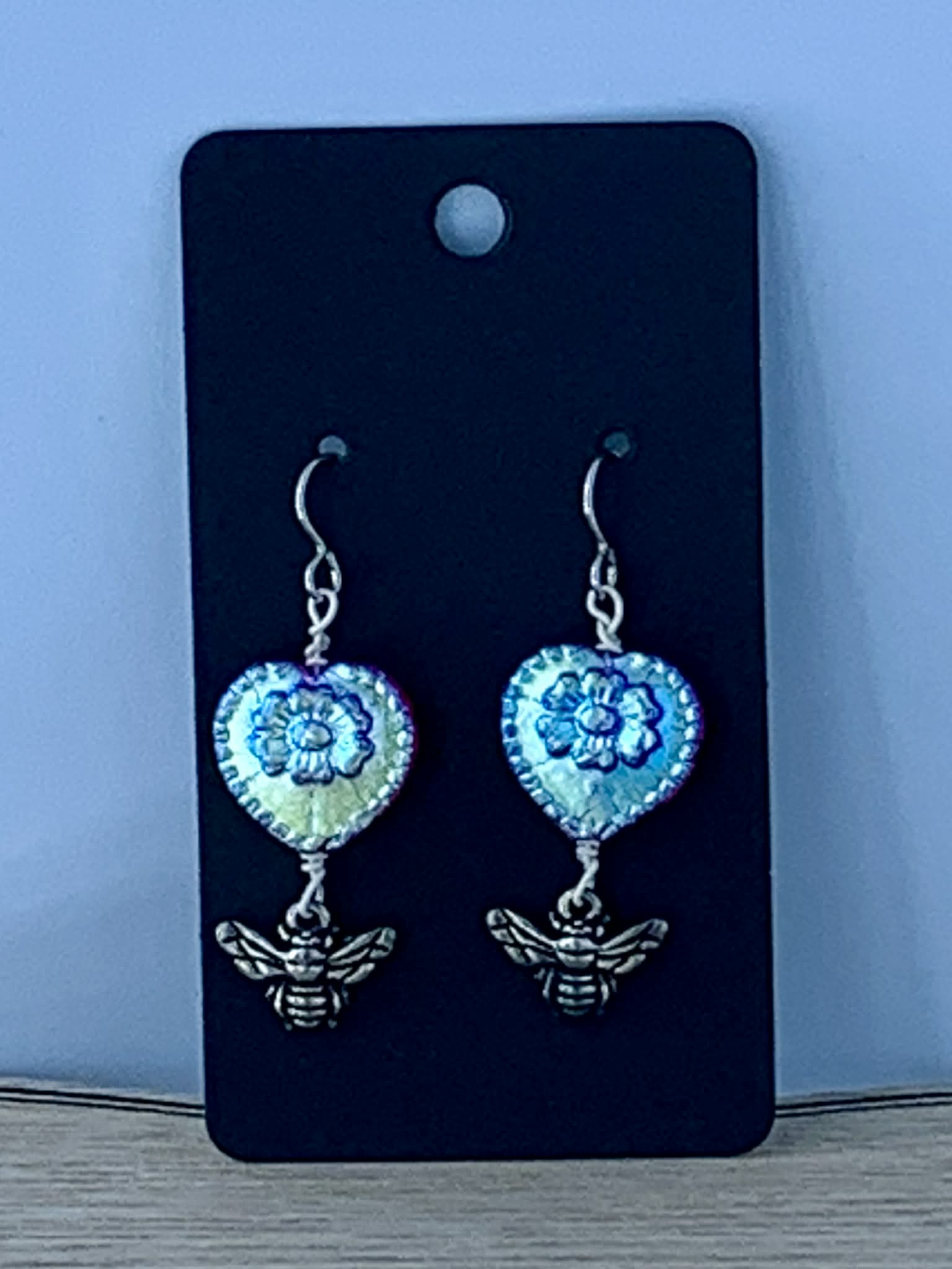 Purple Heart Bee Earrings