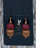 red and brown Acorn Earrings