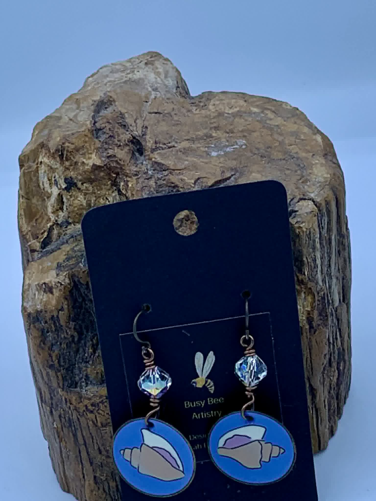 Enamel Seashell Earrings