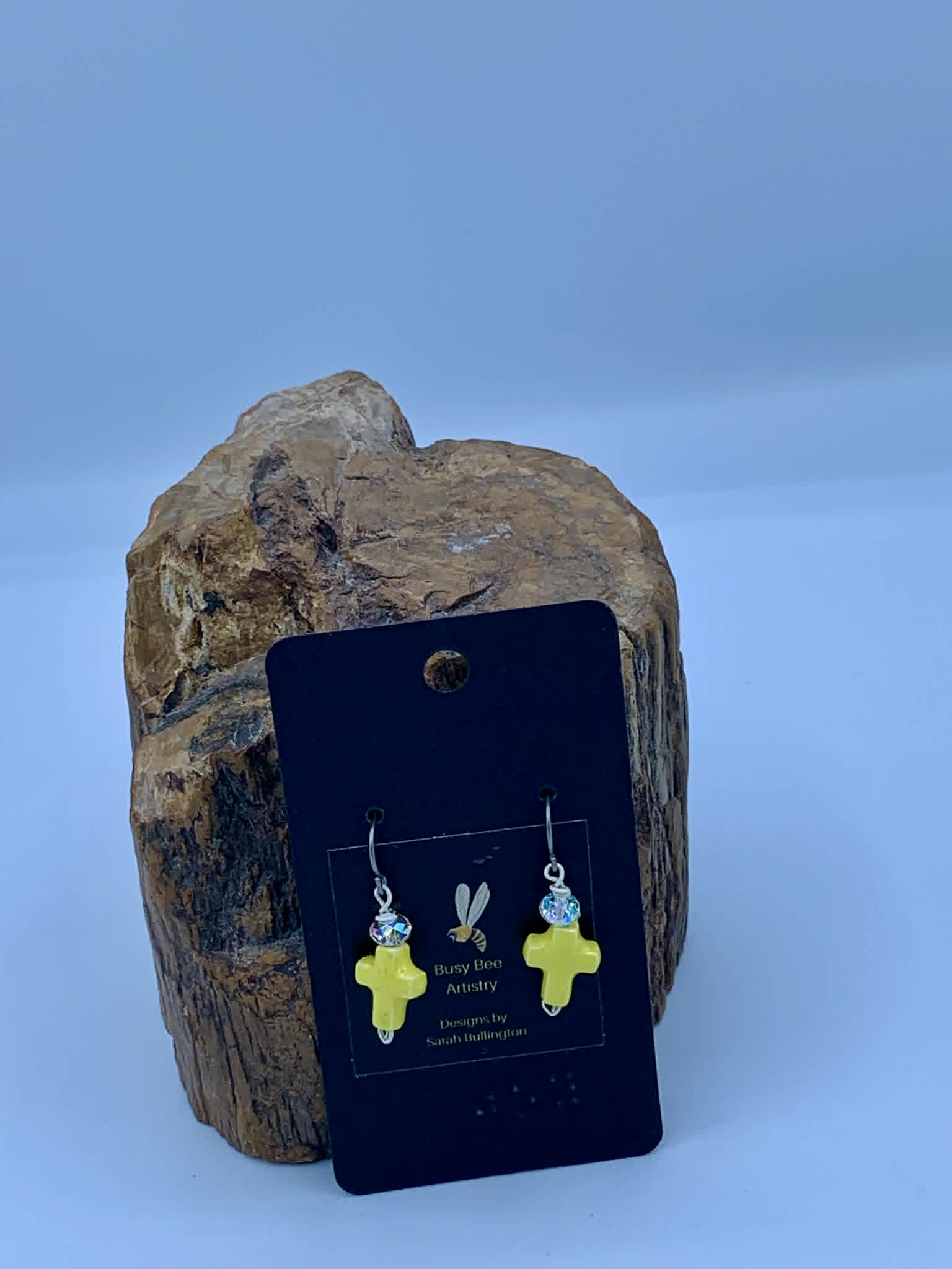 Yellow Cross Earrings
